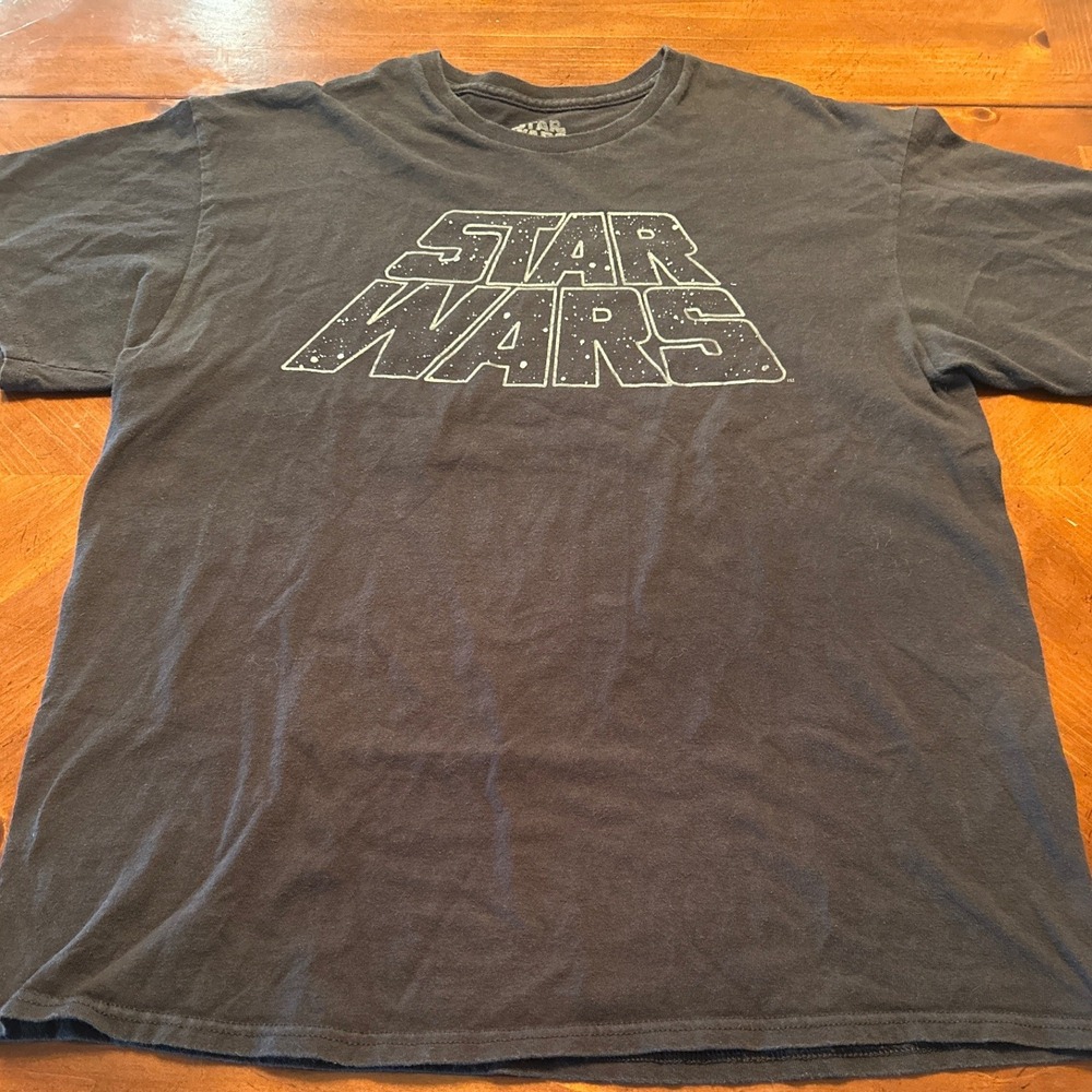 Star Wars Graphic Tee Mens Large Black Excellent Fifth Sun Logo T-Shirt